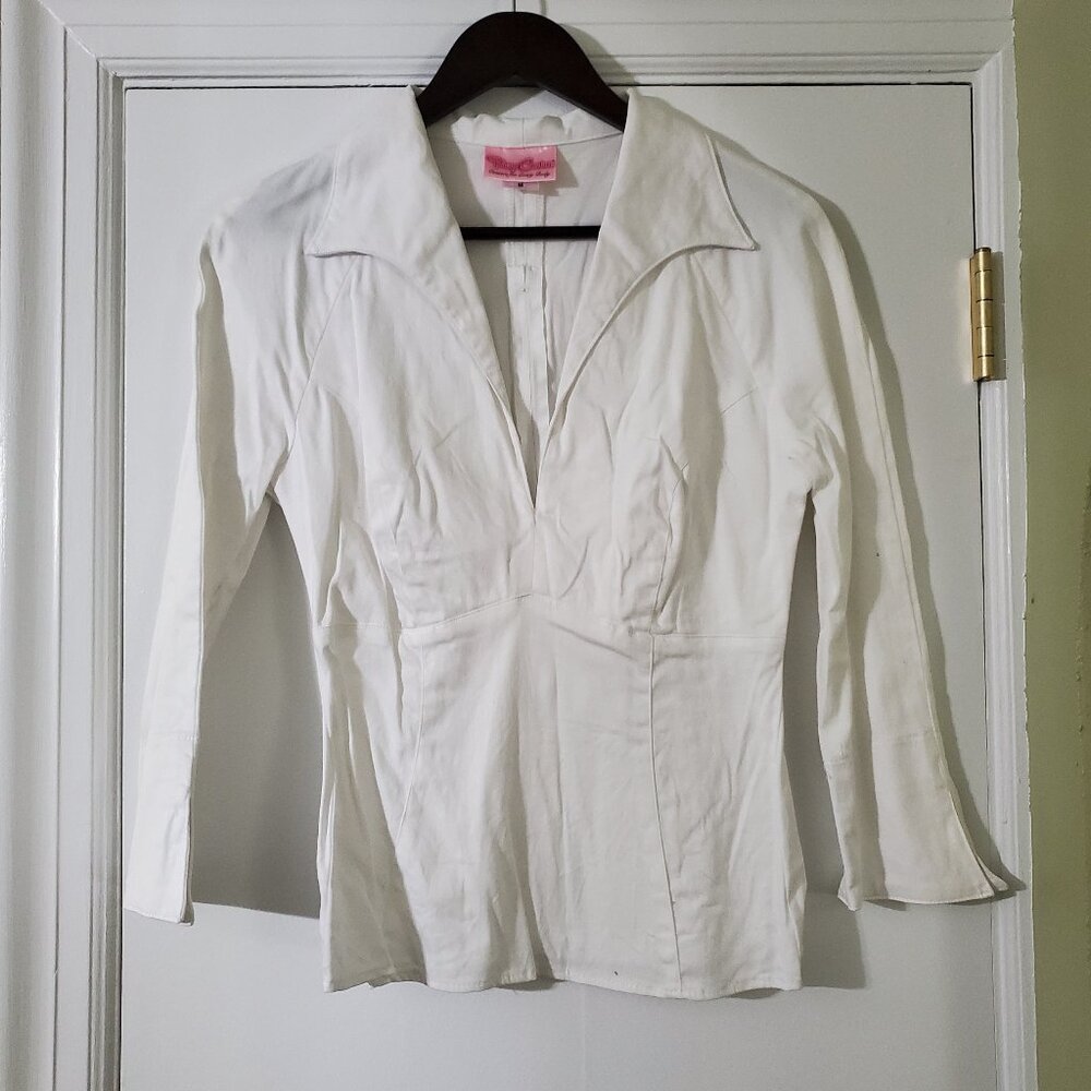 Pinup Couture White V-Neck